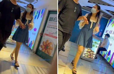 【 KFC-38 】⭐长裙靓女和男友逛街，肉丝袜白内性感扭动【370M】