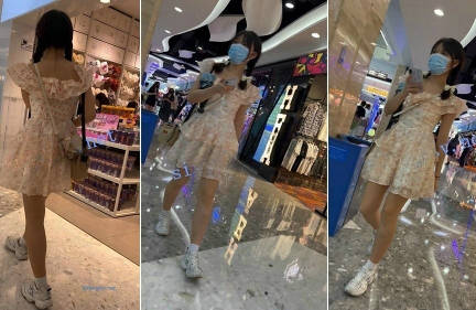 【 KFC-66 】⭐⭐短裙小姐姐逛街..白色蕾丝透气内。性感可爱【300M】