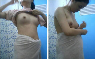 女宿舍暗藏摄像头偷拍软妹子洗澡，胸前两个挺拔的奶子好想摸一把【132M】