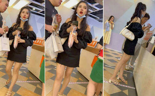 【 KFC-117 】⭐⭐⭐网红级美女和有钱大哥逛街..蕾丝半透骚内【850M】