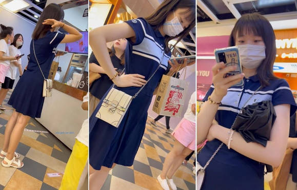 【 KFC-158 】⭐长裙学生妹买吃的。灰色内内可爱美丽【777M】