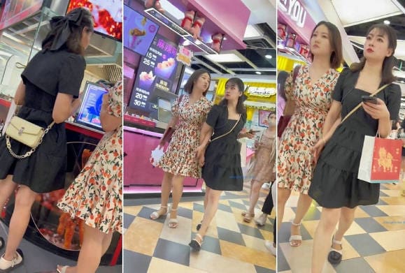 【 KFC-151 】⭐⭐⭐长裙靓女逛街。丁字裤夹进B里。露出半个B 【966M】