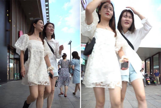 【YZWCD】YC580美妆店的白色花裙美女！白色内裤弯腰CD！【221M】