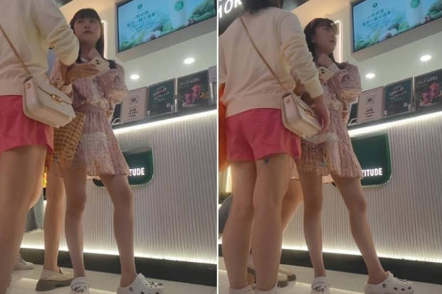 【XLBCD】164粉色连衣裙女大学生，白色内内【691M】