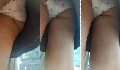 【XLBCD】167灰色连衣裙小姐姐和男友等奶茶，白色红点内【453M】